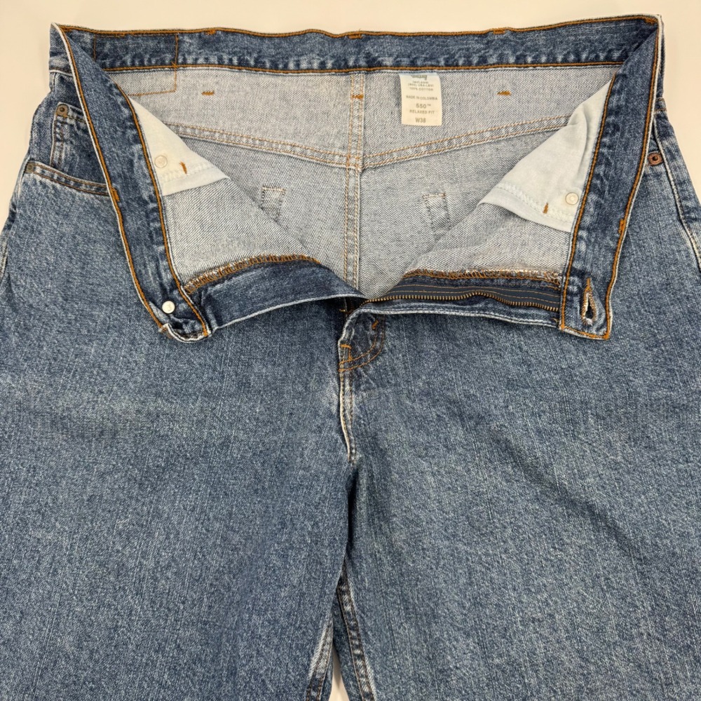 Levi's 550 Men's Relaxed Fit Denim Jean Shorts Blue Size 38 Y2K Baggy‎ - Picture 6 of 13